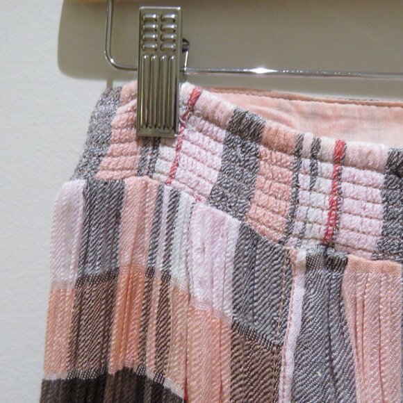 FREE PEOPLE Bordeaux Plaid Maxi Skirt in Pink Peach Grunge Boho Punk Peasant NWT - Picture 12 of 14